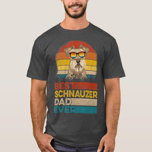 Dog Vintage Best Schnauzer Dad Ever Fathers Day T_Shirt