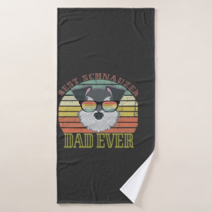 Dog Vintage Best Schnauzer Dad ever Tshirt Fathers Bath Towel