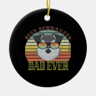 Dog Vintage Best Schnauzer Dad ever Tshirt Fathers Ceramic Ornament