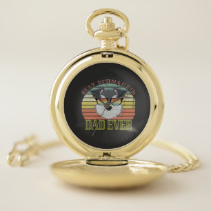 Dog Vintage Best Schnauzer Dad ever Tshirt Fathers Pocket Watch