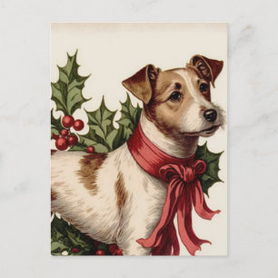 Dog vintage illustration Christmas card
