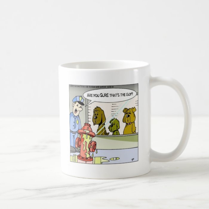 Dog Vs Hydrant Police Line Up Funny Gifts & Tees Mugs