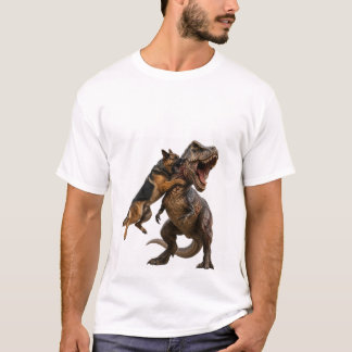 Dog vs T-Rex Epic Battle T-Shirt