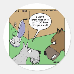 Dog VS. Vacuum Cleaner Funny Gifts & Collectibles Classic Round Sticker