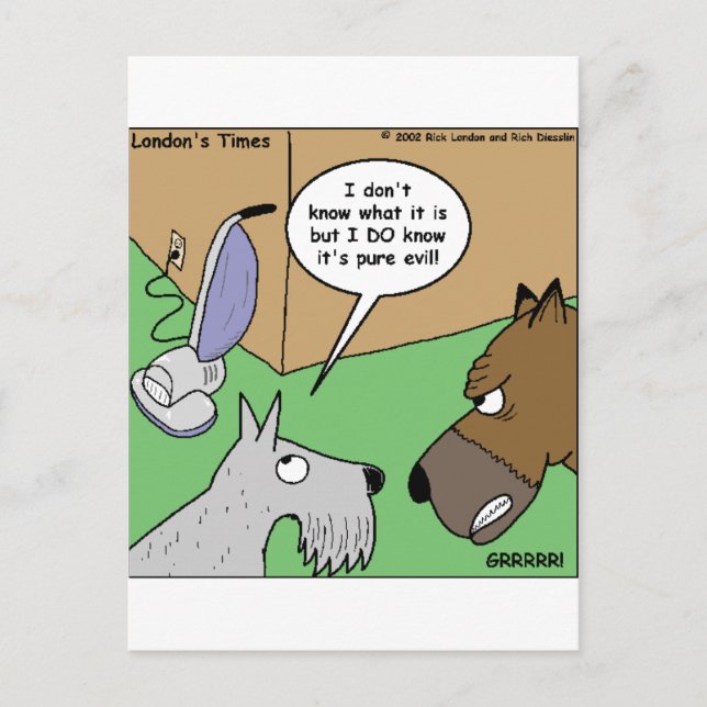 Dog VS. Vacuum Cleaner Funny Gifts & Collectibles Postcard (Front)