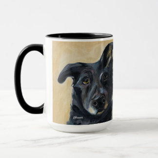 Dog w Bent Ear | Two-Tone Mug, 15 oz Mug