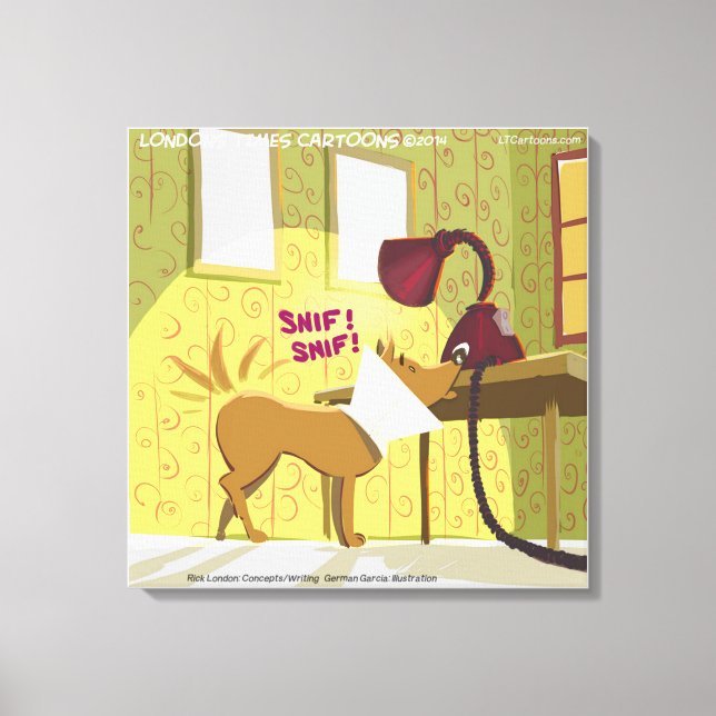 Dog W/E-Collar Sniffing Lamp Funny Canvas Print (Front)
