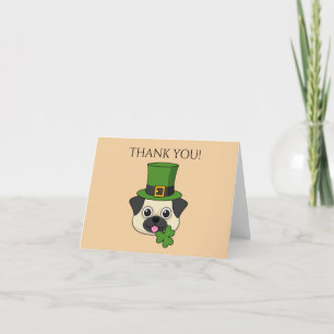 Dog w Hat and Shamrock St Patrick's Personalize Thank You Card