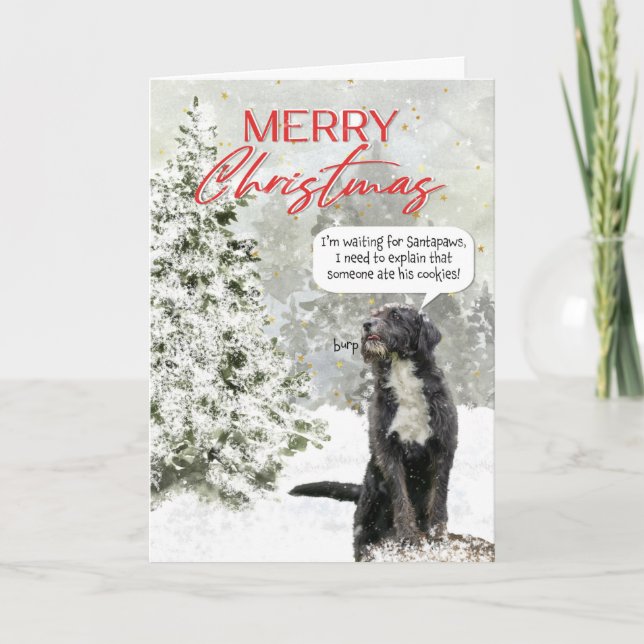 Dog Waiting for Santa Funny Christmas Card (Front)
