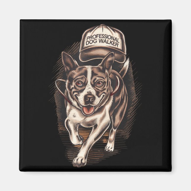 Dog Waking Professional Dog Walker Hat Graphic  Magnet (Front)