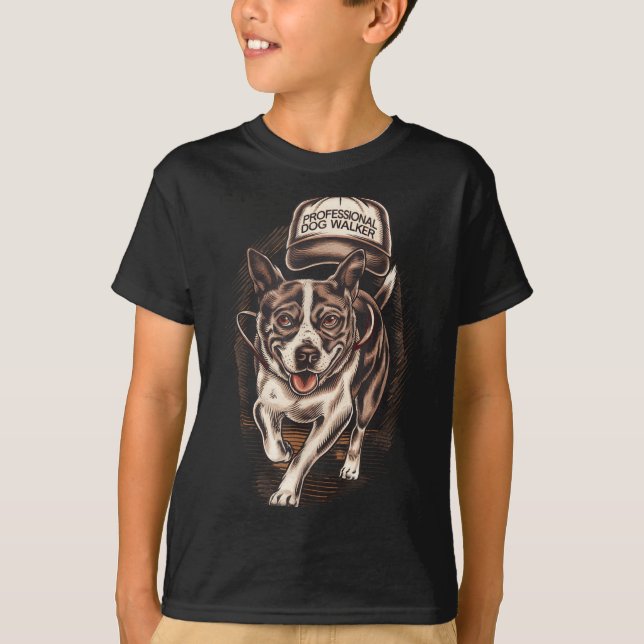 Dog Waking Professional Dog Walker Hat Graphic  T-Shirt (Front)