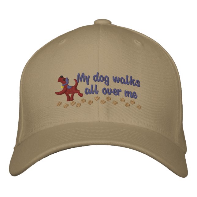 Dog Walk Embroidered Baseball Hat (Front)