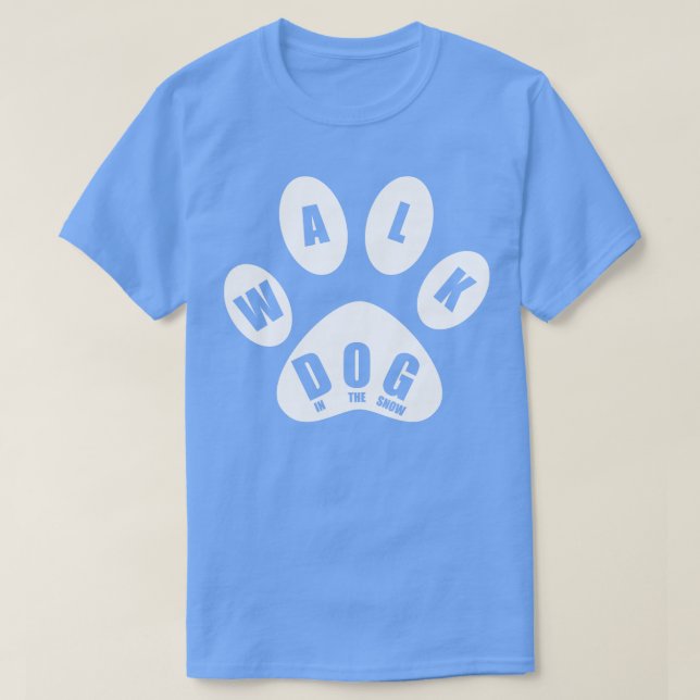 Dog Walk In The Snow In Paw Mark T-Shirt (Design Front)