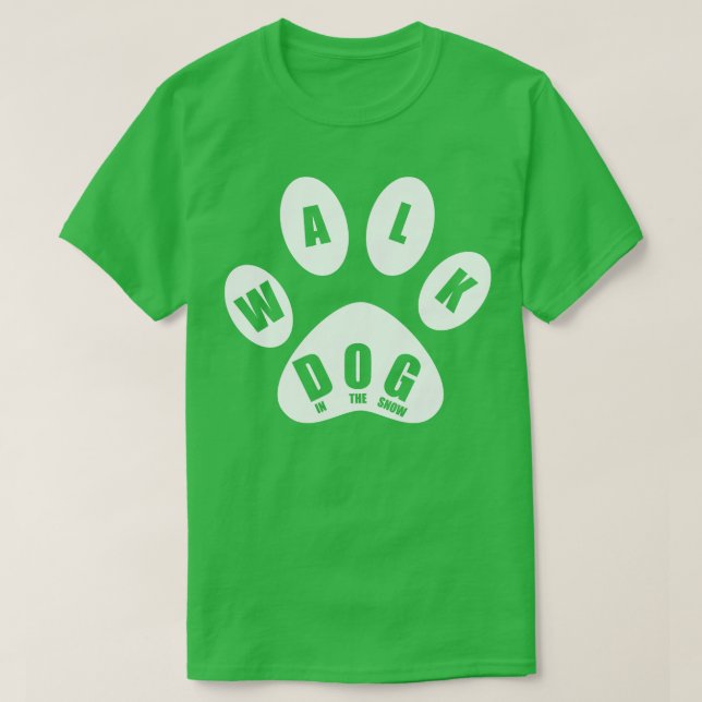 Dog Walk In The Snow In Paw Mark T-Shirt (Design Front)