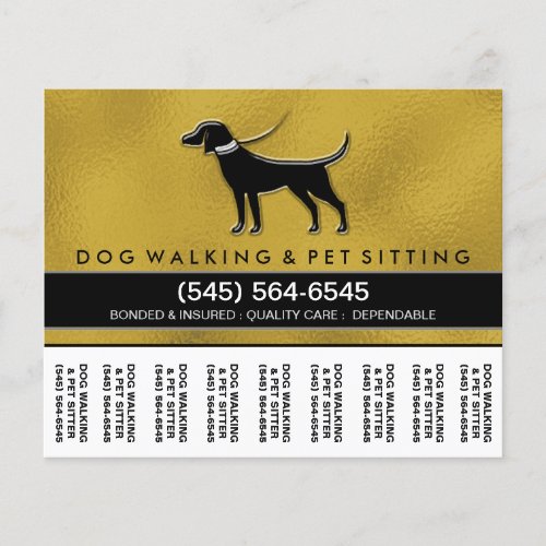 Dog Walker 56 x45 Tear Off Flyer Gold  Black