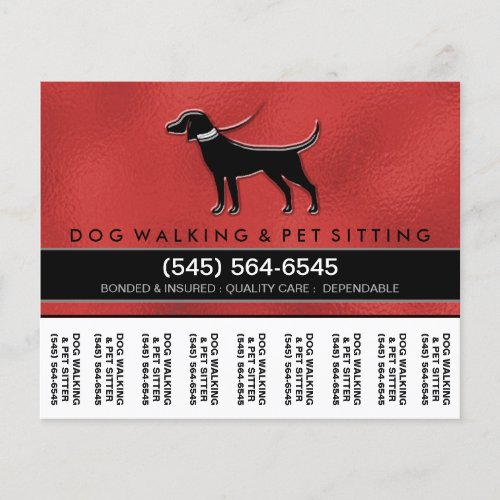 Dog Walker 56 x45 Tear Off Flyer Red  Black