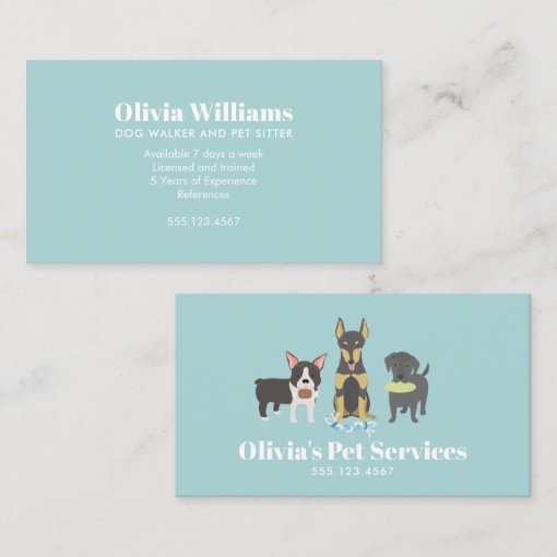 Dog Walker And Pet Sitter Business Card Zazzle