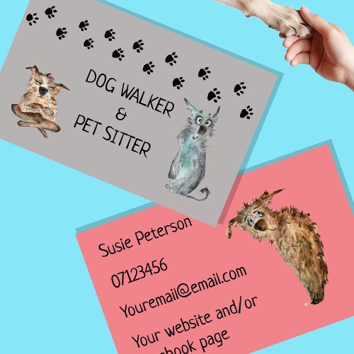 dog walker and pet sitter business pets dogs business card