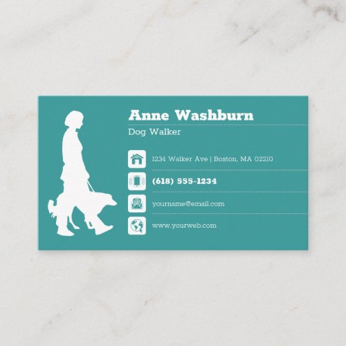 Dog Walker  Aqua Business Card