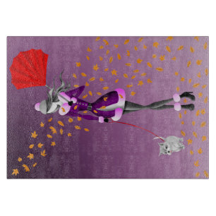 Dog Walker Autumn Leaves  Cutting Board