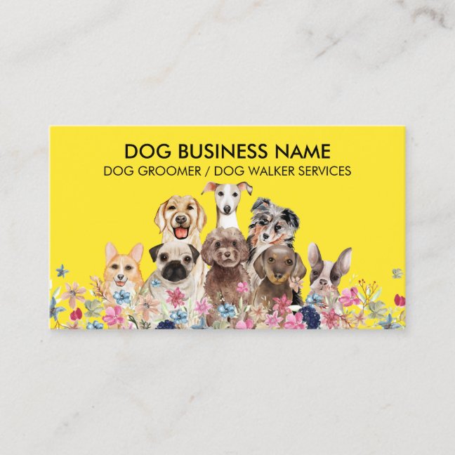 Dog Walker Branding Flowers Business Card