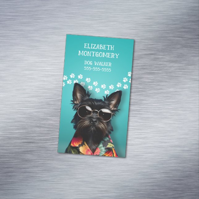 Dog Walker Business Card Magnet (In Situ)