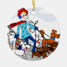 dog walker ornament