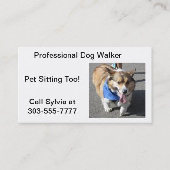 Dog Walker Corgi Business Card by Rinchen365flower at Zazzle