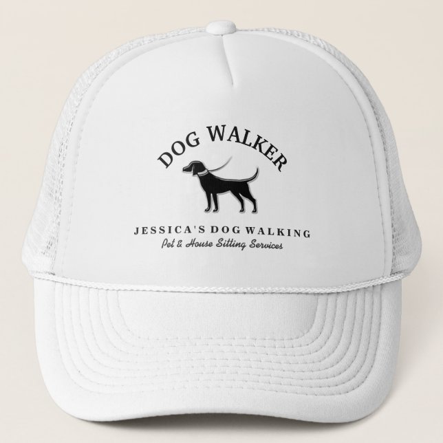 Dog Walker Custom Hat - Black Dog White Collar (Front)