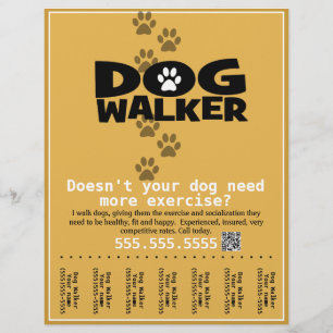 Dog Walker Custom promotional tear-sheet flyer