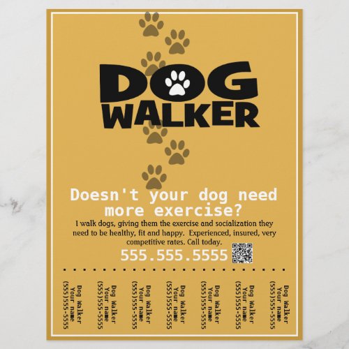 Dog Walker Custom promotional tear_sheet flyer