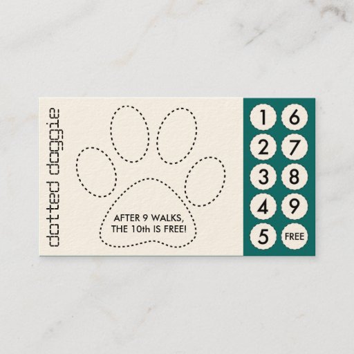 Customizable dog walker cut out punch cards business card template