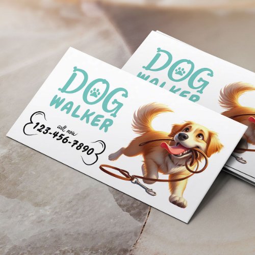 Dog Walker Cute Happy Dog Pet Sitter Business Card