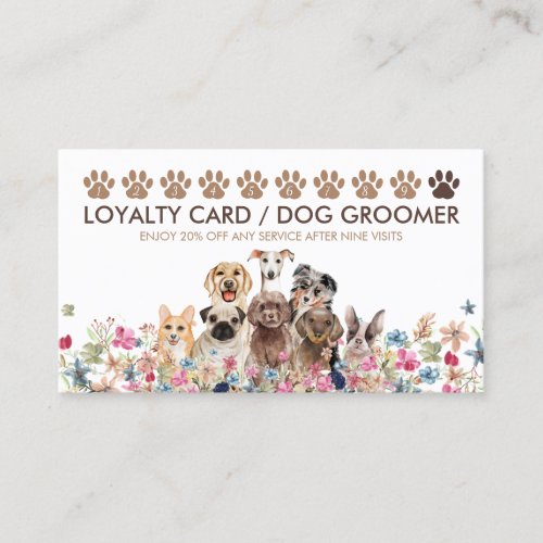 Dog Walker Cute Loyalty Business Card