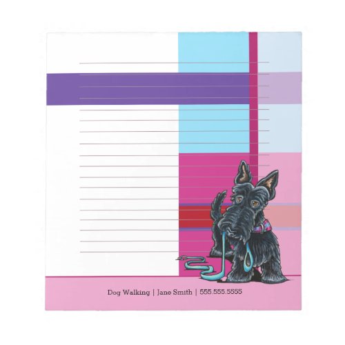 Dog Walker Cute Scottie Plaid Personalized Lined Notepad