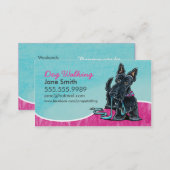 Dog Walker Cute Scottie Sky Blue Business Card (Front/Back)