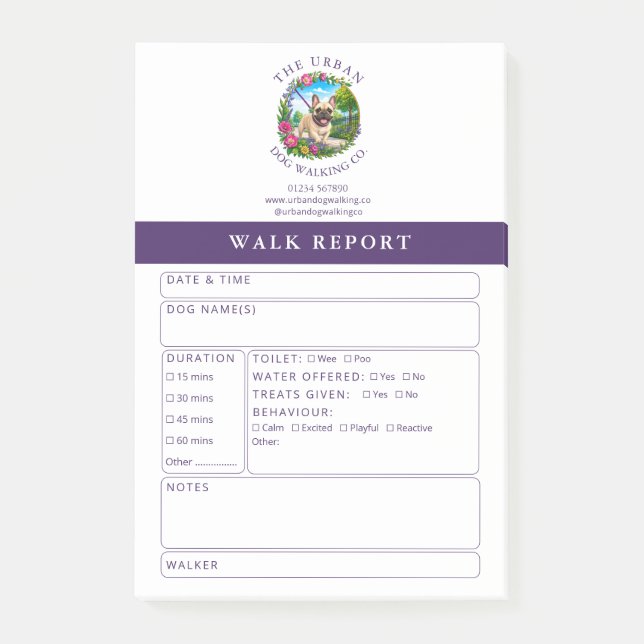 Dog Walker Day Care Customer Feedback Frenchie Post-it Notes (Front)
