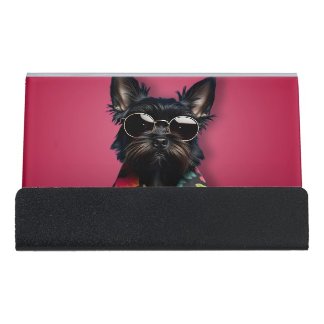 Dog Walker Desk Business Card Holder (Front)