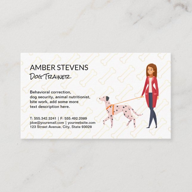 Dog Walker | Dog Bone Pattern Business Card (Front)