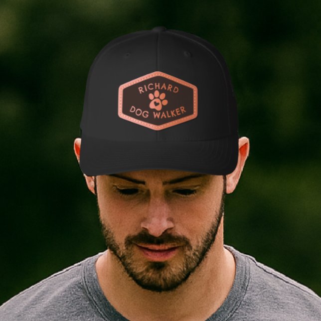 Dog walker Dog Owner - Paw Heart Leather Patch Hat (Creator Uploaded)