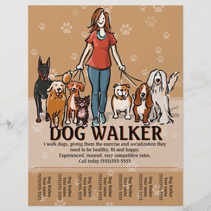 Dog Walker. Dog Walking. Advertising Template Flyer Zazzle