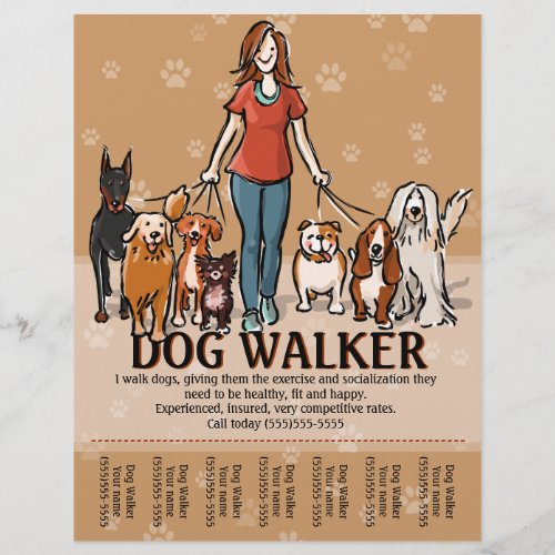 Dog Walker Dog Walking Advertising Template Flyer