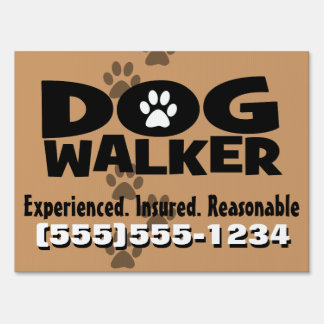 Dog walker. Dog Walking. Customizable Advertising Lawn Sign