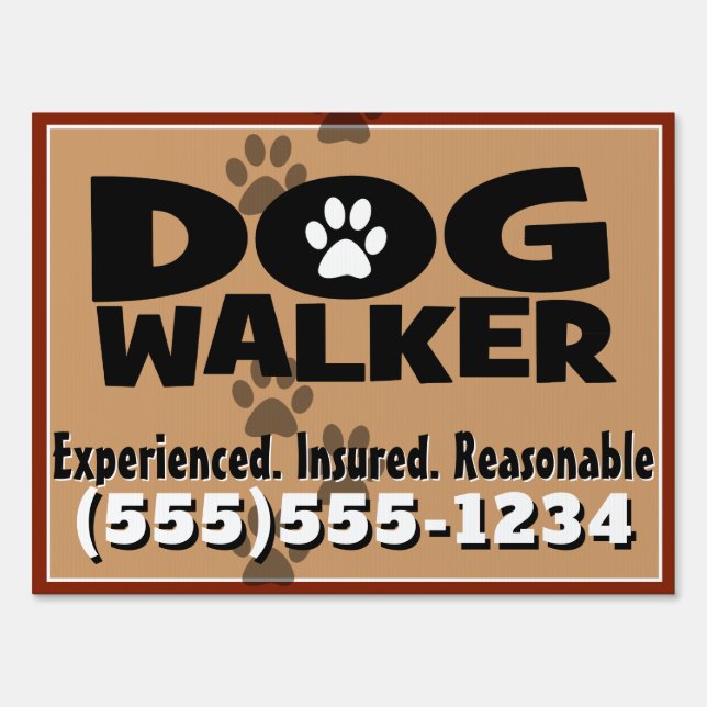 Dog walker. Dog Walking. Customizable Advertising Sign (Back)