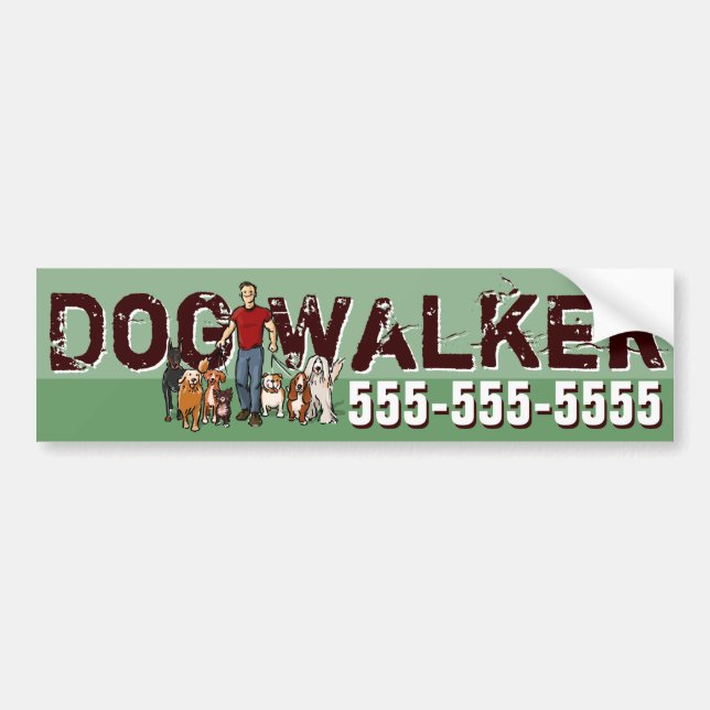 Dog Walker. Dog Walking. Promotional Bumper Sticker (Front)