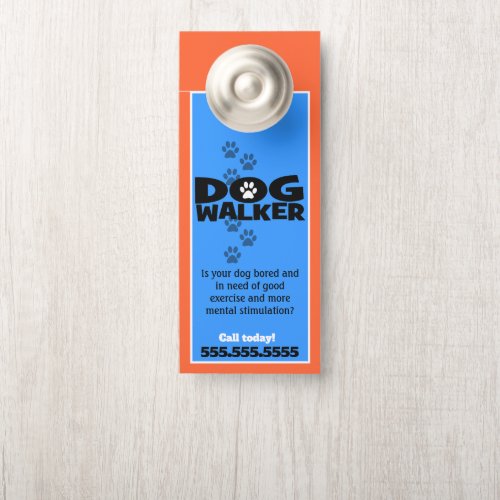 Dog Walker Dog Walking Promotional  Door Hanger