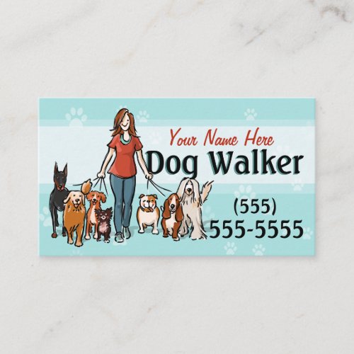 Dog Walker Dog Walking Training Female Promo Card