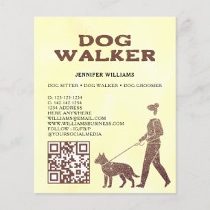 Dog Walker Faux Gold Glitter QR Code Pet Services Flyer