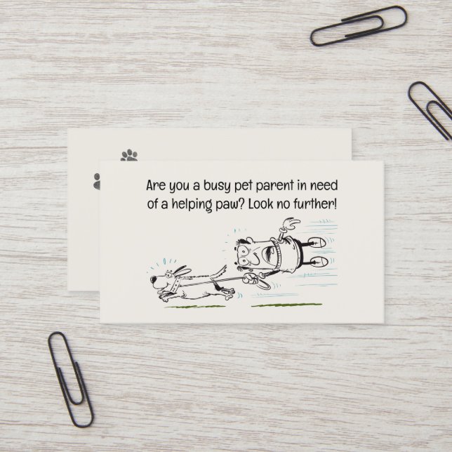 Dog Walker funny and engaging cartoon Business Card (Front/Back In Situ)
