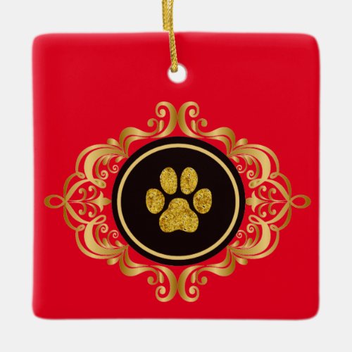 Dog Walker Gold Paw Print Ornament